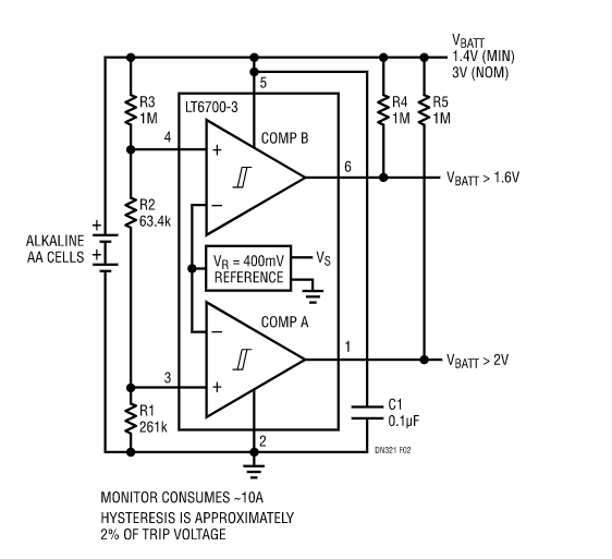 如何使用具有集成400mV基准的双微功率比较器简化监控器和控制功能？